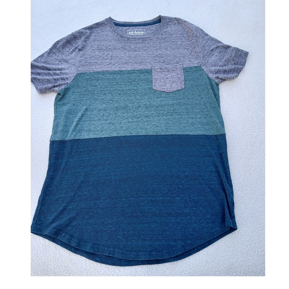 Urban Pipeline T-Shirt Teen Small Blue Teal Gray Colorblock Pocket Tee